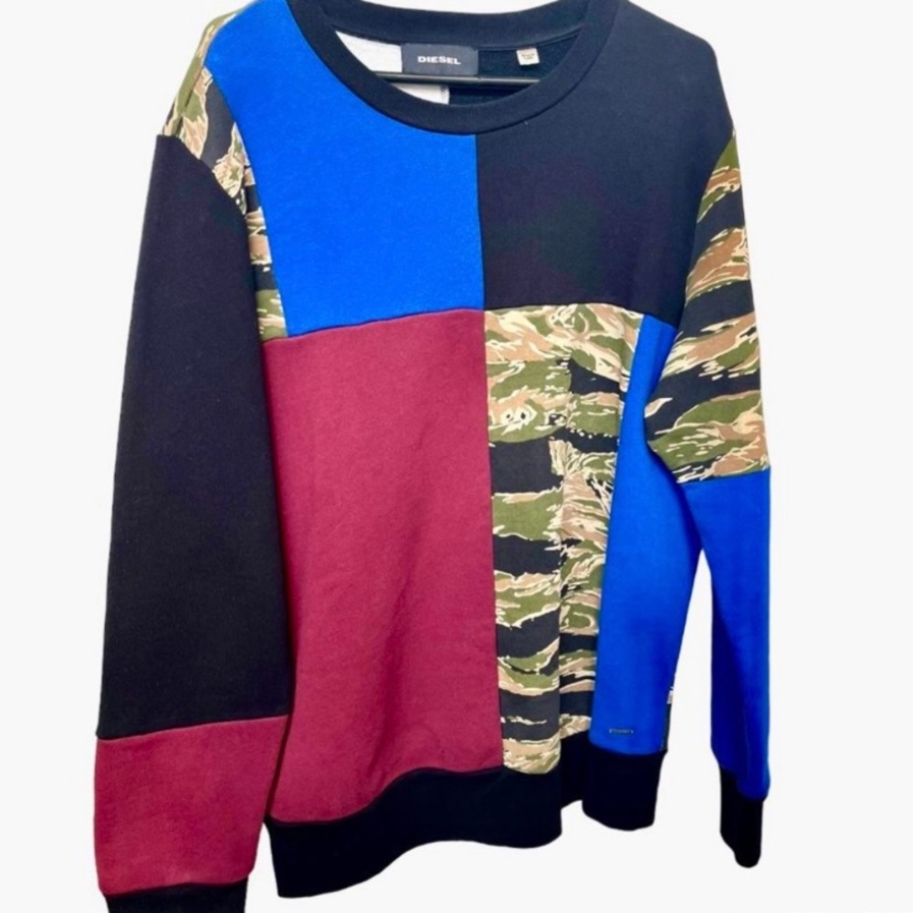Diesel Color Block Patchwork Pullover Size Large